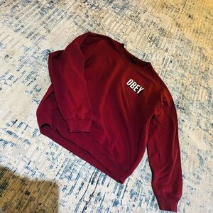 Obey Men's Burgundy Crewneck Sweater